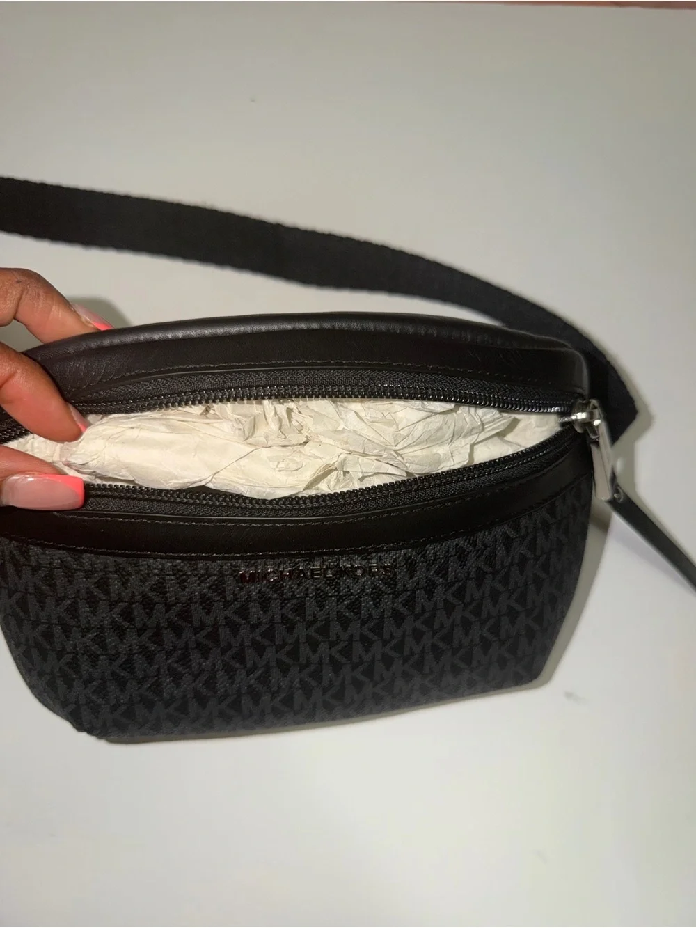 Michael Kors Fanny Belt Bag Black and Sliver NEW